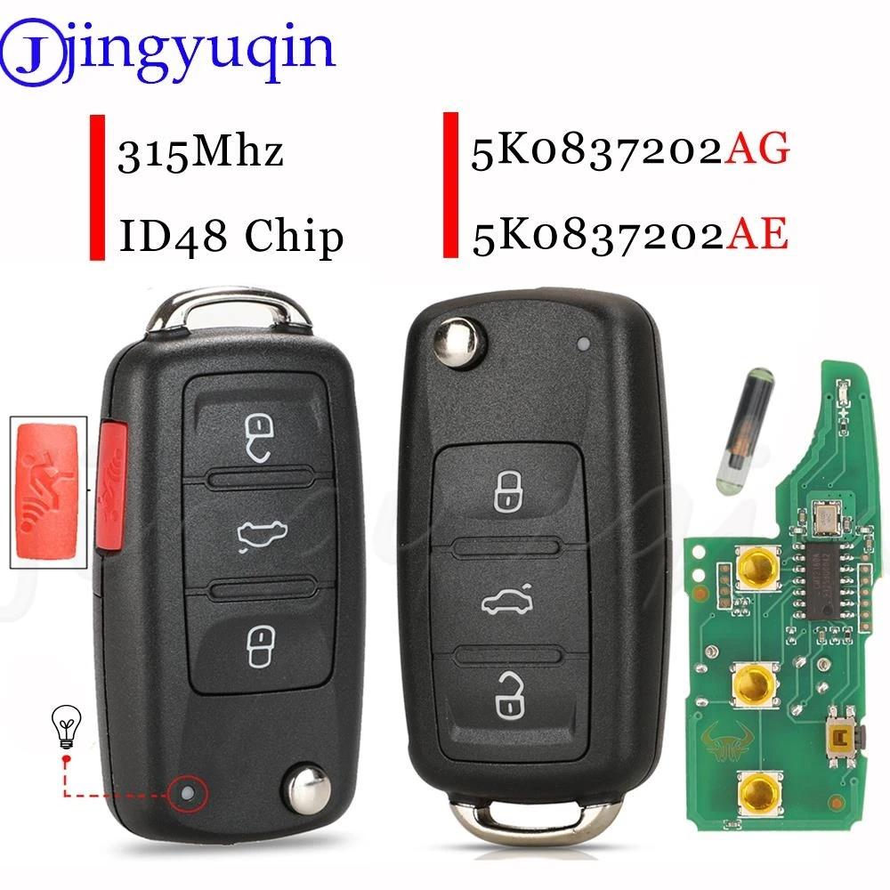 Jingyuqin 3/4 ư ڵ  Ű Fob 315/433Mhz ID48 For VW Bettle CC EOS  Jetta Passat Tiguan Touareg 5K 0837202 AE/A/R